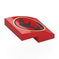 Brick Curved 2 x 2 x 2/3 with Jurassic Park Logo Print, Red