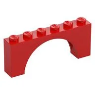 Brick Arch 1 x 6 x 2 - Thin Top without Reinforced Underside [New Version], Red