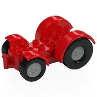 Duplo Car Base 2 x 6 Tractor with Mudguards, Light Bluish Gray Wheels, Red
