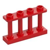 Fence Spindled 1 x 4 x 2 [4 Top Studs], Red