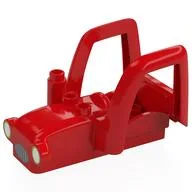Duplo Car Body Tractor with 2 Studs, Exhaust Pipe with Round Grill, and White Headlights Print, Red