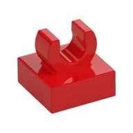 Tile Special 1 x 1 with Clip with Rounded Edges, Red