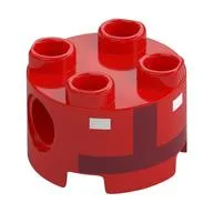 Brick Round 2 x 2, Pin Holes with Dark Red Toad Pit Crew Torso, White Buttons Print, Red