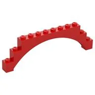 Brick Arch 1 x 12 x 3 Raised Arch with 5 Cross Supports, Red