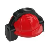 Helmet, Construction / Hard Hat, Black Ear Protector / Headphones Pattern, Red