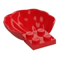 Animal Body Part, Clam / Scallop Half Shell with 4 Studs, Red