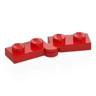 Hinge Plate 1 x 4 Swivel Top / Base - Hollow Clip [Complete Assembly], Red