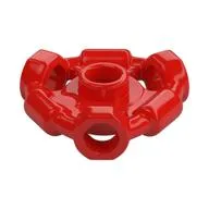 Plate Special 1 x 1 with Hole Through Stud, 3 Bars and 3 Bar Holes, Red
