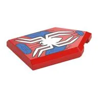 Tile Special 2 x 3 Pentagonal with White Spider on Blue/Back Background Print, Red