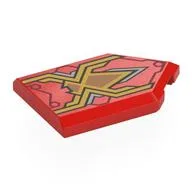 Tile Special 2 x 3 Pentagonal with Gold/Silver Spider Print, Red