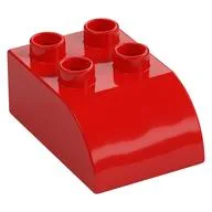 Duplo Brick 2 x 3 with Curved Top, Red