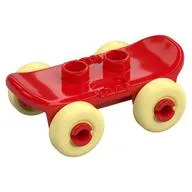 Duplo Skateboard with Bright Light Yellow Wheels, Red