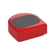 Tile Round 1 x 1 Half Circle with Black Rounded Oval Print, Red