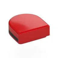 Tile Round 1 x 1 Half Circle with Black Stripe Print, Red