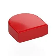 Tile Round 1 x 1 Half Circle with Black Stripe Print, Red
