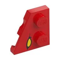 Wedge Plate 2 x 2 Left with Yellow Eye Print, Red