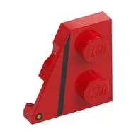 Wedge Plate 2 x 2 Left with Black Stripe Print, Red
