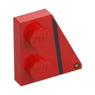 Wedge Plate 2 x 2 Right with Black Stripe Print, Red