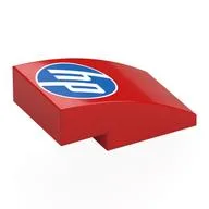 Brick Curved 3 x 2 No Studs with White/Blue 'hp' Logo Print, Red