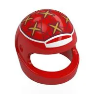Helmet, Standard with White Border, Gold Stars, Dark Red Lines Print, Red