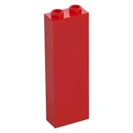 Brick 1 x 2 x 5 with Hollow Studs, Red