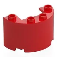 Cylinder Half 2 x 4 x 2 with 1 x 2 Cutout, Red