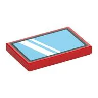 Tile 2 x 3 with Medium Blue Window/Windscreen Print, Red