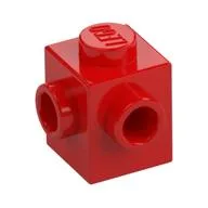 Brick Special 1 x 1 with Studs on 2 Adjacent Sides, Red