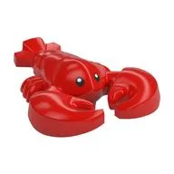 Animal, Lobster with Large Black Eyes with White Pupils Print, Red