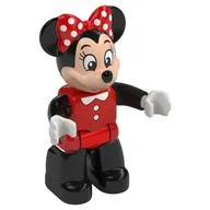 Duplo Figure Minnie Mouse with Red Swimsuit Print, and Black Legs, Red