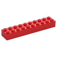 Brick 2 x 10, Red