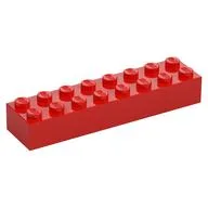 Brick 2 x 8, Red