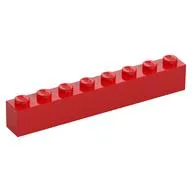 Brick 1 x 8, Red