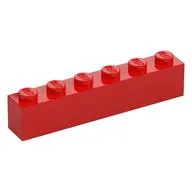 Brick 1 x 6, Red