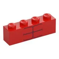 Brick 1 x 4 with 6 Dark Red Stripes Print (Red Hulk Bottom Torso), Red