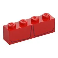 Brick 1 x 4 with 2 Dark Red Stripes Print (Red Hulk Top Torso), Red
