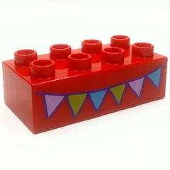 Duplo Brick 2 x 4 with Garlands Print, Red
