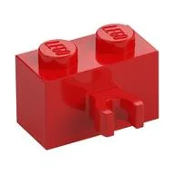 Brick Special 1 x 2 with Vertical Clip [Open O Clip], Red