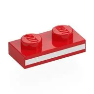 Plate 1 x 2 with White Stripe Print, Red