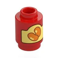 Brick Round 1 x 1 with Bean Can Print, Red