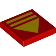 Tile 2 x 2 with Yellow Stripes, Triangle Print, Red