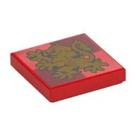 Tile 2 x 2 with Gold Lion, Gryffindor Crest Print, Red