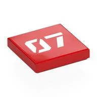 Tile 2 x 2 with Silver '07' Print, Red