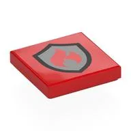 Tile 2 x 2 with Silver Fire Fighter Symbol Print, Red