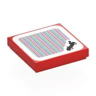 Tile 2 x 2 with Kart, Barcode Print (Sticker), Red