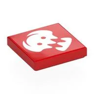Tile 2 x 2 with White Viking Insignia Print, Red