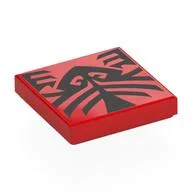 Tile 2 x 2 with Black Tattoo Decoration Print, Red