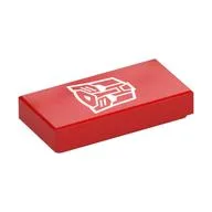 Tile 1 x 2 with White Autotron Symbol Print, Red