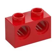 Technic Brick 1 x 2 [2 Pin Holes], Red