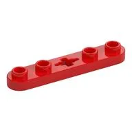 Technic Plate 1 x 5 with Smooth Ends, 4 Studs and Centre Axle Hole, Red